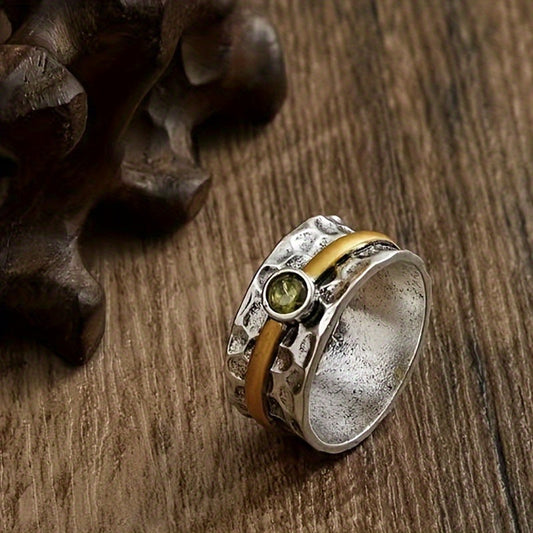 Silber und Gold Rustikal Band Ring