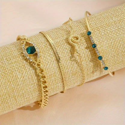 Gold Smaragd Anhänger Armband-Set