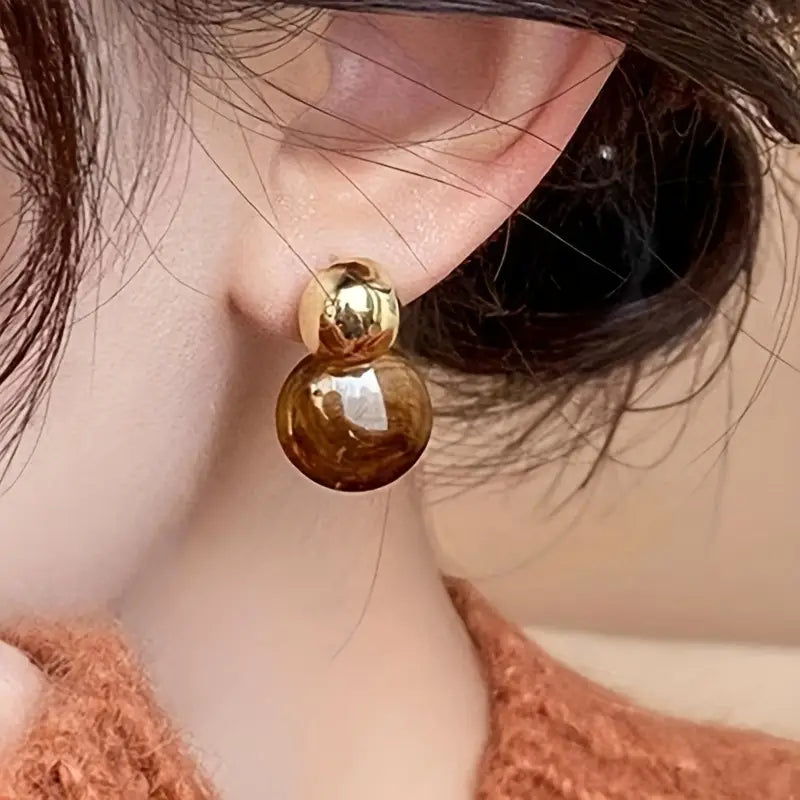 Aurélie Amber Hängeohrringe | Gold