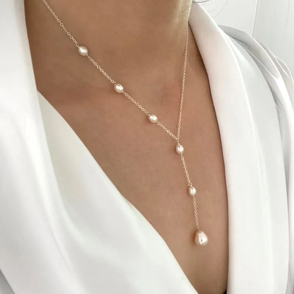Kaskaden Perlen-Lariat Halskette