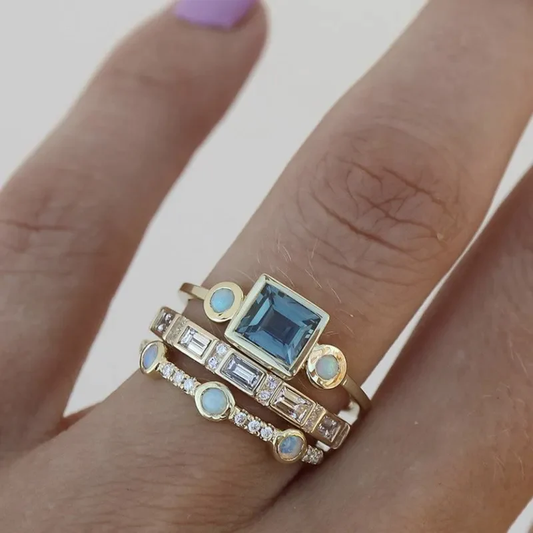 Gold Gestapelt Geometrisch Ring-Set