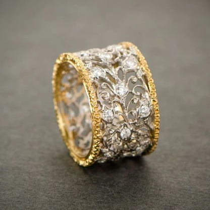 Silber und Gold Verziert Band Ring