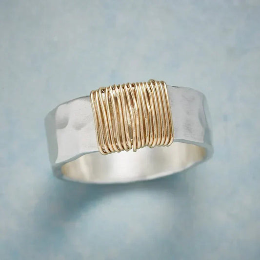 Silber und Gold Draht Gewickelt Ring