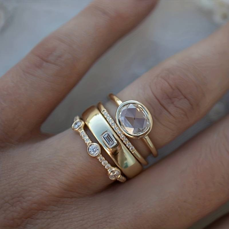 Gold Gestapelt Zargen Ring-Set