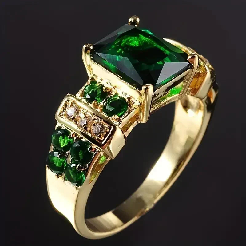 Gold Smaragd Mehrfach-Stein Ring
