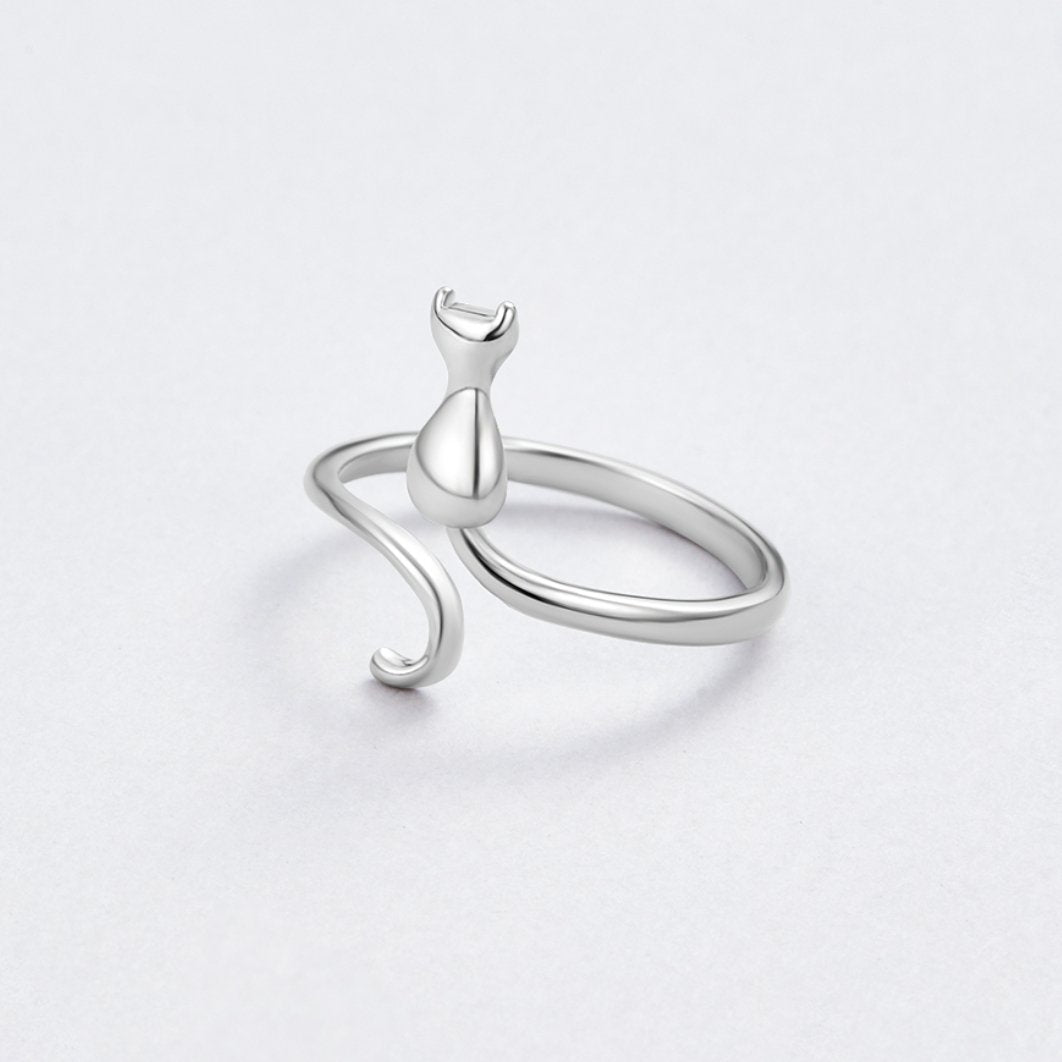 Silber Cat Motiv Ring