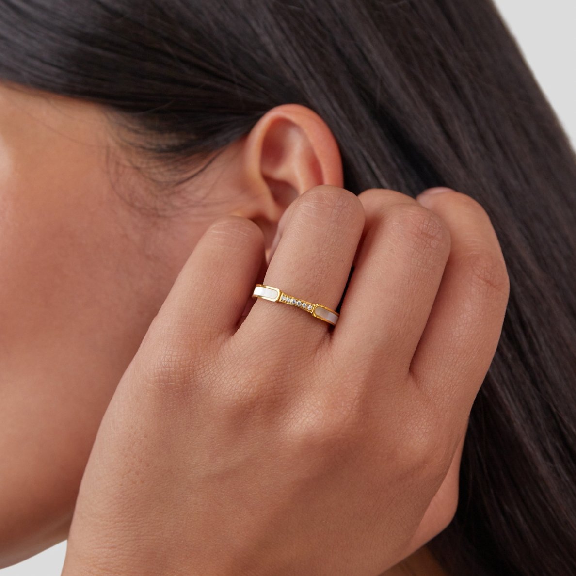 Gold Einlage Band Ring