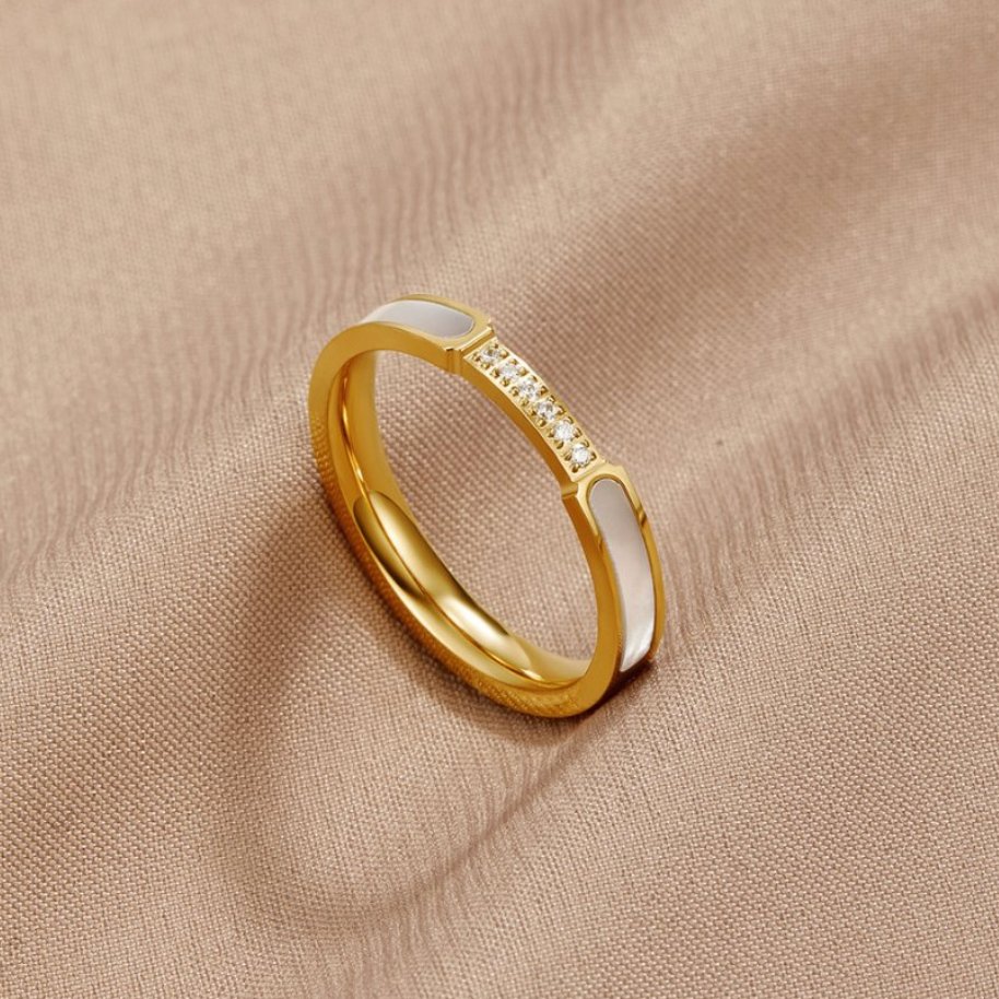 Gold Einlage Band Ring