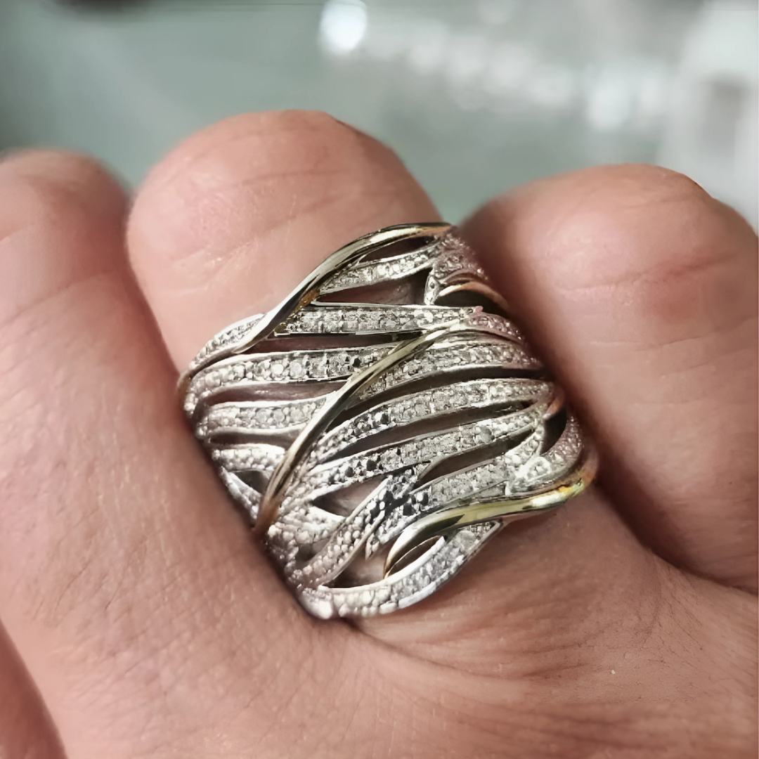 Silber und Gold Geflochten Band Ring