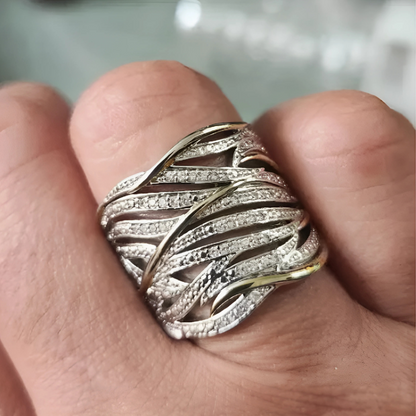 Silber und Gold Geflochten Band Ring